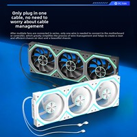 Ventilateur de boîtier d'ordinateur silencieux 12 cm à roulement fluide, sans fil, à connexion par chaîne, compatible ARGB Aura Sync PWM, pour blocs de construction, motif Glaçon