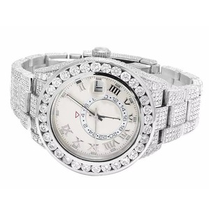 Montres à quartz personnalisées Drioshipping Grown Watch Diamond, couleur noir et blanc, sertissage pavé, acier inoxydable, pour hommes - Product Image 2