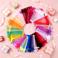 Sac à cordon en organza personnalisé, pour bijoux, boucles d'oreilles, emballage cadeau, pochette transparente, mini sac transparent, fête de Noël