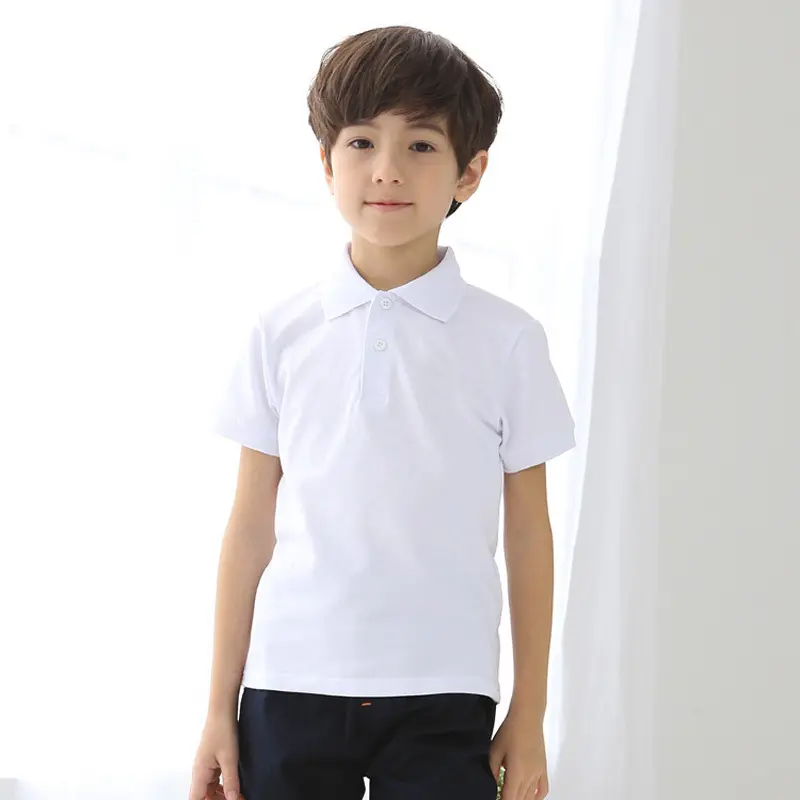 Wholesale Solid Color 95% cotton 5% spandex Kids Boy Girl Short Sleeve School Uniform Golf Polo Shirts
