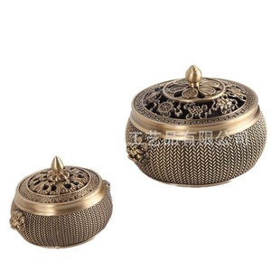 Quemador de Incienso Extra Grande de Latón Tejido con Orejas de León y Base Plana, para Uso Doméstico, Quemador de Incienso de Sándalo, Ceremonia del Té - Product Image 5