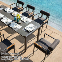 Ensemble de table et chaises rondes mobiles modernes pour l'extérieur, table à manger rectangulaire en métal personnalisée pour jardin