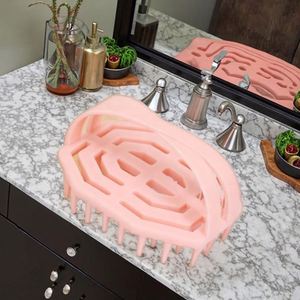 Brosse de massage manuelle en silicone souple pour cuir chevelu, brosse à shampoing avec poils flexibles pour nettoyer les cheveux - Product Image 4