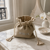 Pochette en suède pour emballage cadeau, pochette avec impression de logo, pochette à bijoux, emballage personnalisé en suède doux avec cordon de serrage, sac anti-poussière pour bijoux