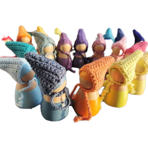 Montessori giáo dục DIY Crochet cầu vồng bằng gỗ <span class=keywords><strong>PEG</strong></span> búp bê pastel xếp chồng khối đan hat Xây dựng đồ chơi cho trẻ em - Product Image 4