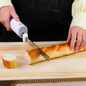 Faca de cozinha elétrica recarregável, facas de chef usb de aço inoxidável com duas lâminas, corte de massa de pão