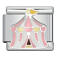 Bracelet à breloques italien en acier inoxydable émaillé, motif parc d'attractions de cirque de dessins animés, bijoux personnalisables DIY, vente en gros, cadeau pour filles