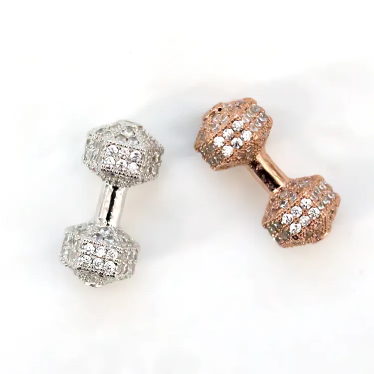 Manik-manik kustom untuk membuat perhiasan gelang bagian perak berlapis emas CZ kebugaran jimat manik-manik Spacer
