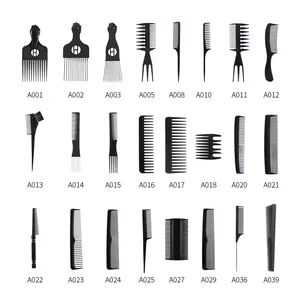 Custom Parting Straighten Lice Plastic Barber Cut Hair Straightener Combs For Black Women Rat Tail Professional Salon With Logo