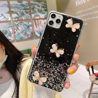 Coque de protection transparente antichoc avec paillettes liquides dégradées et effet sable mouvant, motif papillon 3D, pour iPhone 17 – Étuis de téléphone mignons