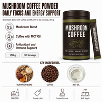 Poudre de café aux champignons avec huile MCT, antioxydant et soutien immunitaire pour la santé cérébrale - Boisson nutritive de qualité supérieure (qualité alimentaire)