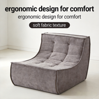 Canapé d'angle minimaliste inclinable en mousse avec housse en tissu pour petits espaces, appartements et hôtels