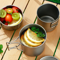 Mug en titane pur personnalisé Yurtran pour l'extérieur, poignée pliable, isolation sous vide, sans BPA, boîte cadeau, livraison, sac de rangement, portable