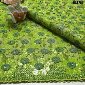 Tissu de dentelle de luxe brodé de sequins floraux 3D, nouvelle dentelle française nigériane en maille 2026 pour mariages, Aso Ebi et fêtes Owambe - Product Image 6