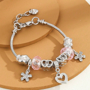 Panjia DIY pulsera de cadena de cobre con cuentas chapado en oro oso amor diamantes de imitación flor colgante transfronterizo aleación Popular inspirado <span class=keywords><strong>Dora</strong></span> - Product Image 4