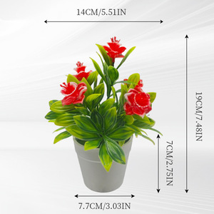 Planta Artificial de Camelia en Maceta de 19 cm, Decoración Interior de Plástico, Hojas Verdes, Flores Amarillas, Maceta Pequeña Incluida - Product Image 2