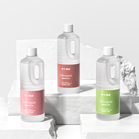 Bouteille en plastique PE de 1L avec étiquette couleur personnalisée et poignée, conteneur vide pour détergent, pour l'emballage de produits de nettoyage ménager