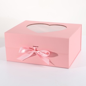 Folding Gift Paper Box with Heart Shape clear Window Portable Recycled China Manufacturing Paper Folding Gift <b>Boxes</b> - Product Image 6