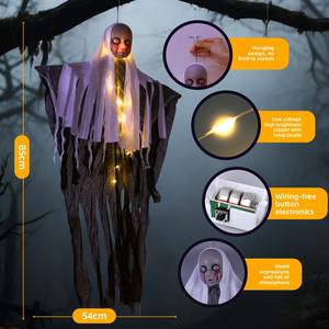 Tamaño real animado parlante bruja fantasma calavera decoración de Halloween <span class=keywords><strong>casa</strong></span> embrujada Prop fiesta al aire libre iluminación duradera transfronteriza - Product Image 2