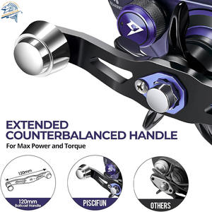 Moulinet de pêche Baitcasting cadre en alliage d'aluminium 38Lbs Max Drag 6.6:1/8.1:1 rapport de vitesse moulinet d'eau douce - Product Image 3