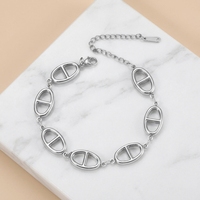 Bracelet à maillons personnalisé couleur argent en acier inoxydable, bijoux géométriques minimalistes unisexe, vente en gros