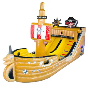 Лодка с пиратским кораблем для взрослых и детей, большие надувные водные горки, игровая площадка на открытом воздухе
