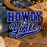 Écussons à Paillettes Personnalisés en Gros – Badges Brodés Western « Howdy Y'all » pour Accessoires Vestimentaires, MOQ 50 pièces, Conception Gratuite