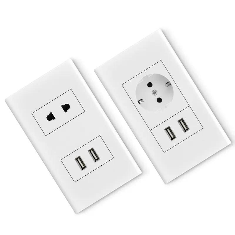 N1.8 Wholesale electric wall switch and socket American socket with 2usb ports function key 10AX