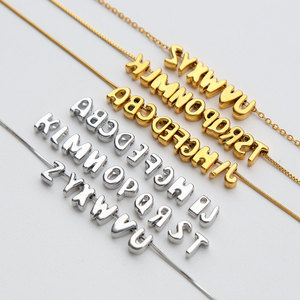 Mini Personalized Name Gold Plated Brass Trendy Link 3D Bubble Letter <strong>Initial</strong> Name <strong>Necklace</strong> <strong>Children's</strong> Hinduism Gift DIY - Product Image 4