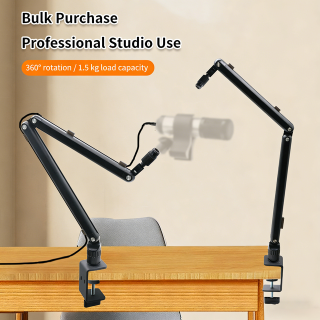 Bulk Supply Studio Podcast Microphone Stand Professional OEM Adjustable Boom Arm Mic Stand for Live Streaming Meeting Office