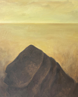 Peinture à l'huile originale peinte à la main 'Héron de la nature sauvage' sur toile avec cadre en bois, écologique, durable, tons neutres, contemporaine