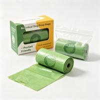 Sacs à déjections canines biodégradables en plastique noir, vert et jaune avec poignée, personnalisables avec logo, pour chiens et animaux de compagnie - Vente en gros