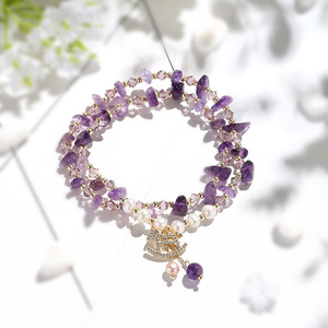 Commercio all'ingrosso irregolare cristallo naturale chakra pietra accessorio moda braccialetto perline <span class=keywords><strong>quarzo</strong></span> <span class=keywords><strong>rosa</strong></span> ametista braccialetto - Product Image 3