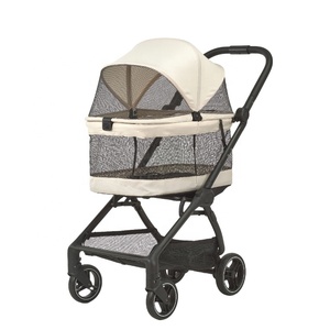 Poussette <span class=keywords><strong>pour</strong></span> <span class=keywords><strong>chien</strong></span> pliable à une main avec frein à un clic, grand <span class=keywords><strong>panier</strong></span> de rangement et suspension 4 roues – Vente directe usine - Product Image 2