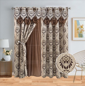Panneau de <span class=keywords><strong>Rideau</strong></span> Occultant Jacquard pour Maison <span class=keywords><strong>et</strong></span> Chambre, Épais <span class=keywords><strong>et</strong></span> Doublé, Belles Rideaux Géométriques Noires pour Salon - Product Image 5