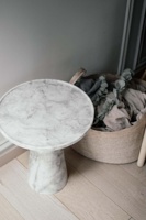 Table basse ronde de luxe en marbre blanc poli pour salon, villa, usage intérieur – Ensemble table d'appoint et table à thé moderne