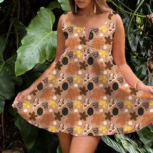 <span class=keywords><strong>Abito</strong></span> <span class=keywords><strong>Midi</strong></span> <span class=keywords><strong>Estivo</strong></span> da Donna con Stampa Hawaiana, Vita Alta, Bottoni, Senza Maniche, Vestito Plissettato - Product Image 6