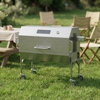 Gril à gaz commercial d'extérieur en acier inoxydable avec rôtissoire rotative sur roues pour agneau et cochon entiers, idéal pour la restauration et les restaurants