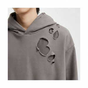 Sweat à capuche pour homme à effet usé, vente chaude, broderie personnalisable, vêtements de haute qualité en gros - Product Image 1
