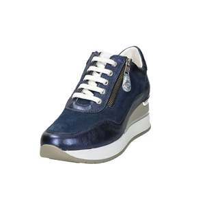 Sneakers Morbide da Donna Cinzia in Pelle Blu con Zeppa, Scarpe Comode per Camminare - Product Image 1