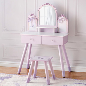 Ensemble de coiffeuse pour enfants violet <span class=keywords><strong>bureau</strong></span> de maquillage avec chaise miroir et tiroirs de rangement coiffeuse pour petite fille pour chambre d'enfants - Product Image 1