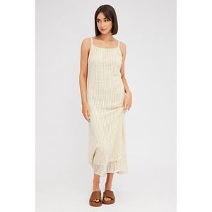 Robe décontractée pour femme en coton, sans manches, col châle, style tricoté au crochet, couleur personnalisée, qualité OEM supérieure - Product Image 2