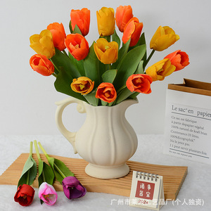Tulipes artificielles Laixing en soie, fleurs au toucher réel, décoration de mariage et de maison 2024 - Product Image 3