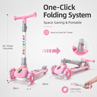 Trottinette pliable moderne pour enfants, légère, à 3 roues avec roues LED en PU, jouet éducatif pour les sports de plein air, 3-12 ans