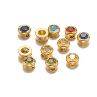 Lot de 10 pendentifs en acier inoxydable inaltérable avec pierre de naissance pour la fabrication de colliers et bracelets DIY