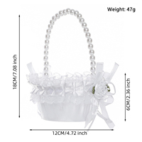 Panier de demoiselle d'honneur avec poignée en perles, panier de rangement en satin pour fleurs, idéal pour mariage en extérieur, décoration de jardin et maison
