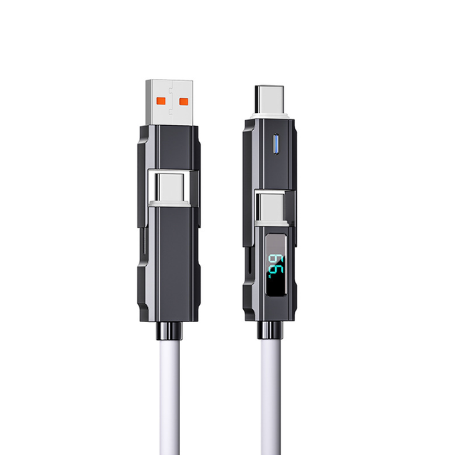 Bulk Wholesale 66W Silicone 4 in 1 Multi Functional USB Data Cable 3A Fast Charging Cable Type C LED Display