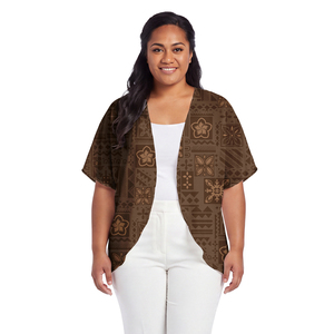 Vêtements pour femmes, <span class=keywords><strong>kimono</strong></span> court polynésien, cardigan décontracté pour femmes, veste à motif tropical personnalisée pour femmes, cardigan samoan, Hawaï - Product Image 3