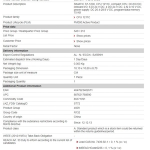 Produits en stock Contrôleur logique programmable PLC 6ES7211-1AE40-0XB0 Garantie 1 an - Product Image 5