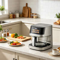 Friteuse à air entièrement vitrée avec écran tactile couleur 360° °   Appareil de cuisson de comptoir sans huile à circulation d'air chaud pour la cuisine domestique